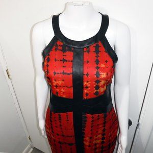 White House Black Market Red & Black Print Dress, Sheath, Sz S